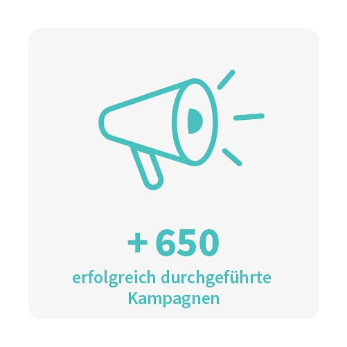 Icon +650 erfolgreich durchgeführte Kampagnen